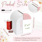 White Arched Wedding Card Box with Pink Standee & Erasable Pen for Party - Image 3