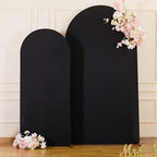 Black Arch Cover 7.2 and 6ft Black Arch Backdrop Cover Set of 2 Spandex Wedding Arch Stand Covers for Birthday Party Baby Shower Bridal Shower Wedding Ceremony Banquet Photo Background Decorations - Image 5