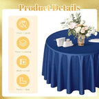 Buryeah 12 Pcs Navy Blue and Gold Round Plastic Tablecloth 84 Inch - Image 4