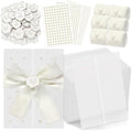 Wedding Invitation Kit, 50 Sets Pre-Folded Vellum Jackets for 5x7 Invites Ribbon Wax Seal Stickers Decorative Pearl Stickers for DIY Wedding Invitations Accessories by Fanuk