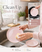 PULOTE 200Pieces Pink Plastic Plates - Premium Hard Pink and Gold Disposable - Include 100PCS 10 inch Dinner & 100PCS 7 inch Dessert Plates, Ideal for Wedding, Party & Mother's Day - Image 5