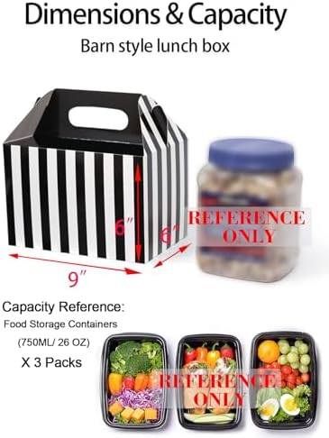 Happyhiram 50 Pack Black Striped Large Gable Boxes, 9x6x6 Inch - Image 3