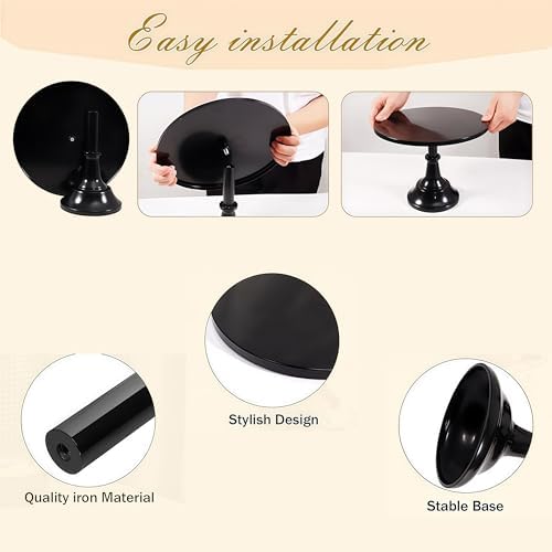 3 Pcs Metal Cake Stand Set 8/10/12 inch Black Dessert Table Display - Image 5