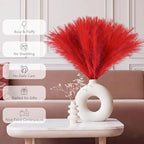 obbsie 150PCS Red Faux Pampas Grass Decor, 21.6" Fluffy Vase Filler - Image 3