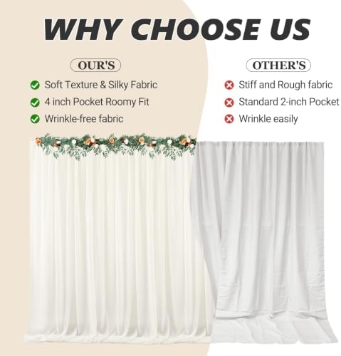 40ft x 10ft Beige Backdrop Curtains, Wrinkle-Free Sheer Chiffon Fabric Photo Backdrop Drapes for Wedding Arch Party Ceremony Stage Photography Decorations - Image 7