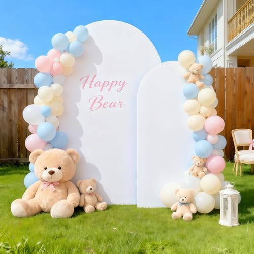 White Arch Backdrop Cover 2 Set - 7.2FT, 6FT Spandex Fitted Wedding Arch Stand Covers Round Top Chiara Arch Backdrop Stands Cover for Parties Birthday Banquet Photo Background Decoration - Image 6