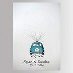 Rustic Wedding Guestbook Alternative Blue Car with Balloons Fingerprint Guest Sign-in Book Party Decorations Wedding Favors Accessories Ready to Hang-80x120cm - Image 2