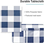 Hiasan Checkered Tablecloth Rectangle 52 x 70 Inch, Navy Blue and White - Image 3