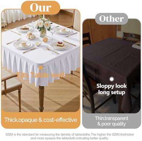 Wish Care 4 Pack White Spandex Tablecloths for 34x34 Inch Square Tables, Stretch Fitted Table Clothes with Pleated Ruffle Skirt for 34” Table, Wrinkle Free and Elastic, for Party Kitchen Home Dining - Image 6