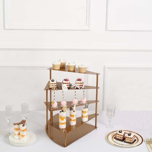Efavormart 17" Tall 4-Tier Gold Metal Spiral Stairway Cupcake Display Stand, Dessert Cake Step Pedestal Tray - Image 2