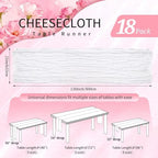 18 Pack Cheesecloth Table Runner 10FT White Table Runner Boho Gauze Cheese Cloth Table Runners Long Rustic Sheer Table Decorations for Wedding Party Baby Bridal Shower Birthday Holiday Home - Image 2