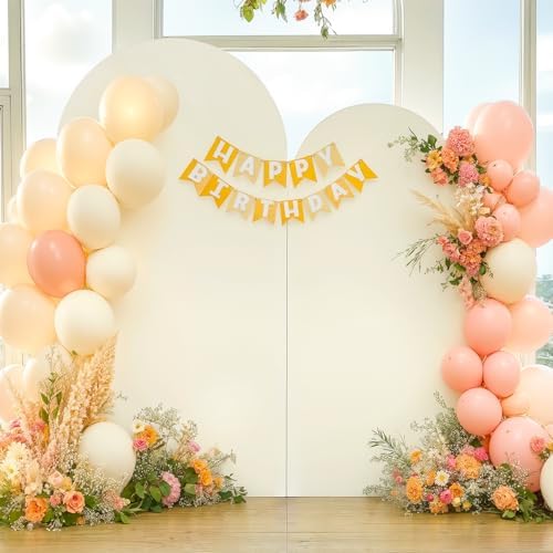 Ivory Arch Cover Set of 2 Spandex 7.2 and 6ft Ivory Arch Backdrop Cover Wedding Arch Stand Covers for Bridal Shower Wedding Baby Shower Birthday Party Ceremony Banquet Photo Arched Background - Image 3