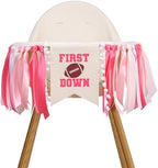 Girls First Year Down Birthday Decorations - Pink Football Theme Party Highchair Banner Set, Sports Touchdown Cake Smash Photo Props, 1st Birthday Cake Topper And Crown For Girls, Baby Shower Decors - Image 5