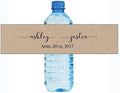 100 Kraft Elegance Wedding Anniversary Engagement Party Water Bottle Labels Bridal Shower by DesignThatSign