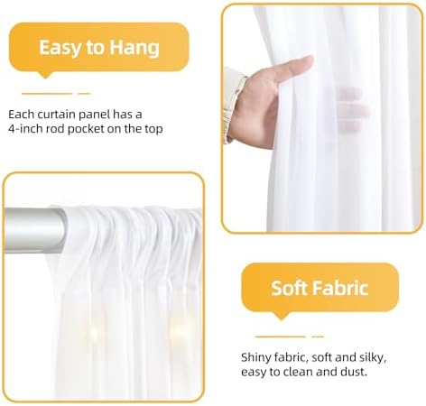 White Tulle Backdrop with Fairy Lights for Parites Wrinkle-Free Shiny Sheer Curtain Photo Back Drop Drapes for Baby Shower Birthday Party Photography Home Decorations - Image 5