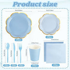 OuMuaMua 350Pcs Blue Paper Plates and Napkins Party Supplies for 50 Guests - Image 3