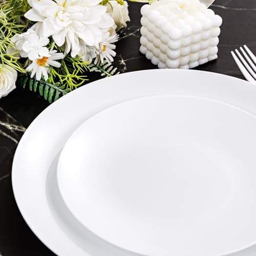 EjonirInjonir 150pcs Heavy-Duty White Plastic Plates for Party Serves 30 - Image 4