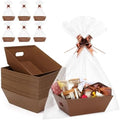 AFOROEOA 20PACK Baskets for Gifts Empty, 12x10x4” Thick Brown Gift Basket with Handles, 20 Bows & 20 Bags - Empty Gift Baskets for Christmas, Thanksgiving, Wedding, Birthday Party, Wrapping Gifts by AFOROEOA