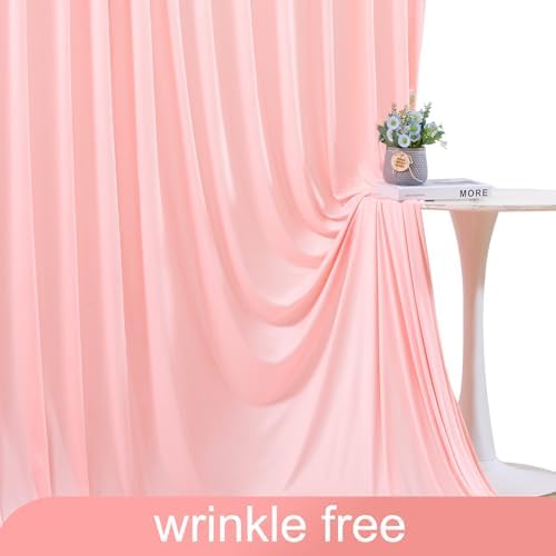 4 Panels Blush Pink Backdrop Curtain for Parties Pink Wrinkle Free 20ft x 10ft Backdrop Drapes for Baby Shower Wedding Birthday Photo Gender Reveal Photography Polyester Fabric Background Decoration - Image 6