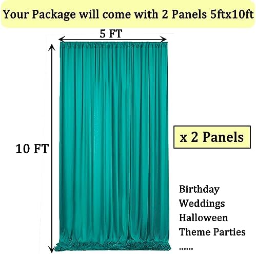 10ft x 10ft Wrinkle Free Turquoise Backdrop Curtains for Parties, Polyester Photo Backdrop Drapes 2 Panels 5x10ft for Wedding Mermaid Birthday Photography Background Party Backdrop - Image 6