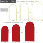 Set of 3 Metal Arch Backdrop Stands with Red Covers, 4/5/6FT - Image 3