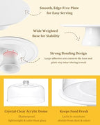 12 Inch Porcelain Cake Stand with Acrylic Dome Lid, White Pedestal - Image 6