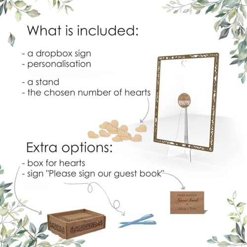 Wedding Guest Book Alternative Heart Frame Personalized Acrylic Sign Rustic Wooden Wedding Sign Guest Book for Wedding Reception,Anniversaries,Baby Showers,Decorative Plaques (25x40cm90hearts) - Image 6