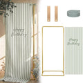 Striped Happy Birthday Sign Stand with Linen Ribbon, Green by Unknown