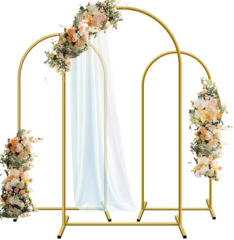 Hemmotop Metal Arch Backdrop Stand, Gold, Set of 3, 6FT, 5FT, 4FT by Hemmotop