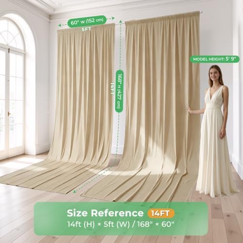 10ftx14ft Champagne Backdrop Curtain for Wedding Parties - Image 3