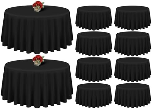 Showgeous 108 Inch Black Round Tablecloths, Polyester Table Covers by Showgeous