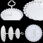 12 Pcs Cupcake Stand White Dessert Table Display Set 2Pcs 3 Tier Plastic Cake Stand Holder 6Pcs Dessert Serving Tray 3pcs Dim Sum Clip 1Pc Iron Cake Stand for Tea Party Wedding Baby Shower (White) - Image 3