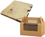 JIYIXhylera 100Pcs 16.5×9.5×9cm/6.49×3.74×3.54 inch Kraft Paper Cupcake Packing Box Christmas Gift Box with Clear Window 2 Cavity Muffin Cupcake Wedding Party Birthday Favors (100Pcs Kraft) - Image 3