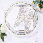 50Pcs Sliver Glitter Wedding Invitations with Envelopes and Rsvp Cards - Image 2