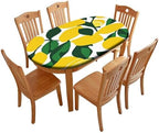 Joyful Lemon Print Oval Tablecloths Wipeable Spillproof Elastic for Event Wedding Banquet & Parties Fits for 52" x 70" Oval Table by ZNCTFMR