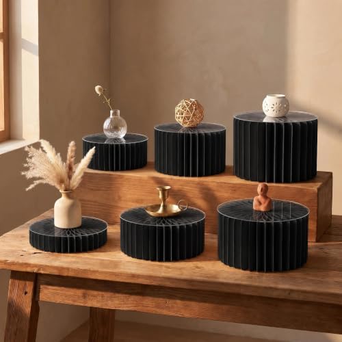 Foldable Cake Stand, Reusable Buffet Risers with Acrylic Tops, 6 Pcs, Black - Image 7