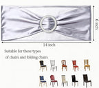 Pack of 100 Metallic Silver Chair Sashes Bows, Chair Bands Silver Buckle - Image 2