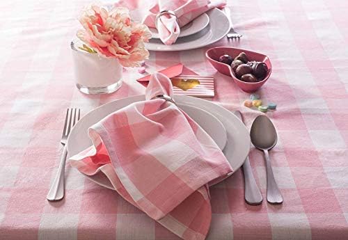 DII Buffalo Check Collection, Classic Farmhouse Tablecloth, 60 x 104, Pink & White - Image 4