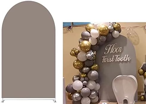 Dark Tan Arched Backdrop Stand Covers for Birthday Parties, Baby Shower Wedding Arch Cover Backdrop Fabric Arched Covers Display Props NO-370-4x7ft by Iydamc
