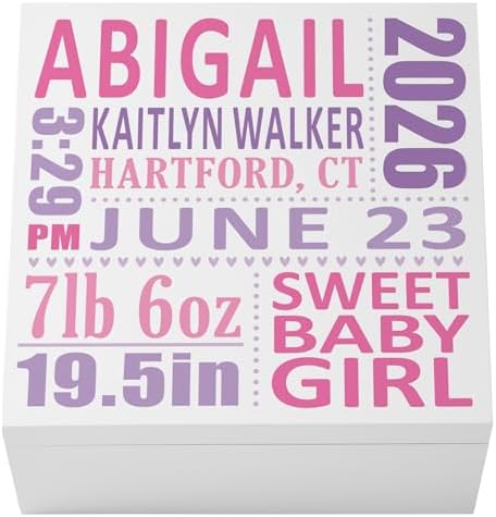 Let's Make Memories Personalized Keepsake Box for New Baby - Memento Storage - Memories Box - Nursery Decor - For Girls - 6" Hx12 Sq - Precious Memories - Pink by LetsMakeMemories