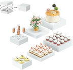 6 Pcs White Acrylic Boxes for Display as Buffet Risers and Stands, Food Risers for Party, Table, Stands, including 12", 12", 11", 11", 7.5", 7.5" (MAX, 6Pcs, White) by OKBHTS
