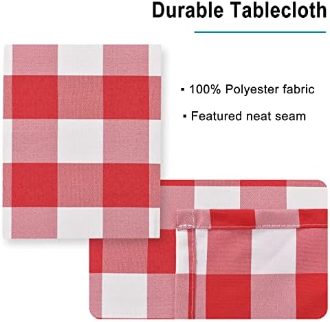 Hiasan Checkered Rectangle Tablecloth 54 x 108 Inch, Red and White - Image 4