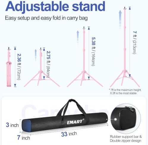 EMART Backdrop Stand 10x7FT Adjustable Back Drop Stand for Party -Pink - Image 3
