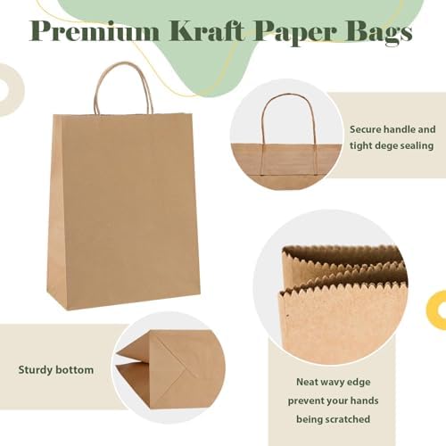 GSSUSA Brown Kraft Paper Gift Bag with Handles, 10x5x13 Bulk Shopping Grocery Paper Bags 200 Pcs, Party Favor Retail Small Business Packaging Mother's Day Merchandise Boutique Wedding Baby Shower - Image 3