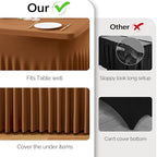 Wish Care 2 Pack Brown Spandex Table Clothes for 8 Foot Rectangle Tables, 8FT Wrinkle Free Fitted Tablecloths Ruffles Design Table Cover for Party, Banquet, Wedding and Events - Image 3