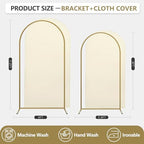 Arch Backdrop Stand and Cover Set, 2 Metal Balloon Arch Backdrop 7.2ft 6ft, Gold Arched Stand Frame for Wedding, Parties,Birthday, Backdrop Decorations (Beige,7.2ft+6ft) - Image 2