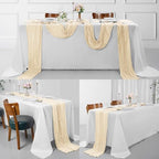 15 Pack Ivory Cheesecloth Table Runner 9FT Rustic Sheer Table Runners 17x108 Inch Gauze Boho Runner for Wedding Bridal Baby Shower Birthday Party Table Decorations - Image 6