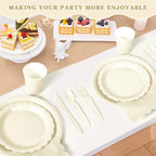 Vyntra 350 Pcs Ivory Cream Paper Plates and Napkins Party Supplies - Image 6