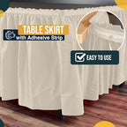 Exquisite Ivory Table Skirt 24 Pack - Disposable Plastic Table Skirts for Rectangle Tables 6ft 8ft & Round Tables - 29in x 14ft Self-Adhesive Strip - Birthday Wedding Gender Reveal Decor - Image 3