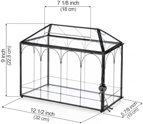Glass Card Box with Slot, 12.6" x 5.9" x 9" Large Black Clear Card Boxes for Wedding Receptions, Christmas Decor, Baby Shower, Birthday Party, Bridal Shower - Slot Length 7.1 Inches - Image 5